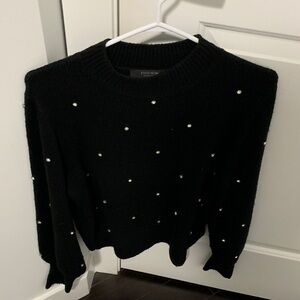 Ever New Black Sweater with Pearl Details